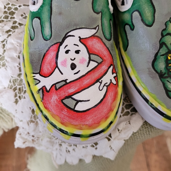 VANS hand painted π¨ Ghostbuster snickers. Size 7 - Picture 3 of 11
